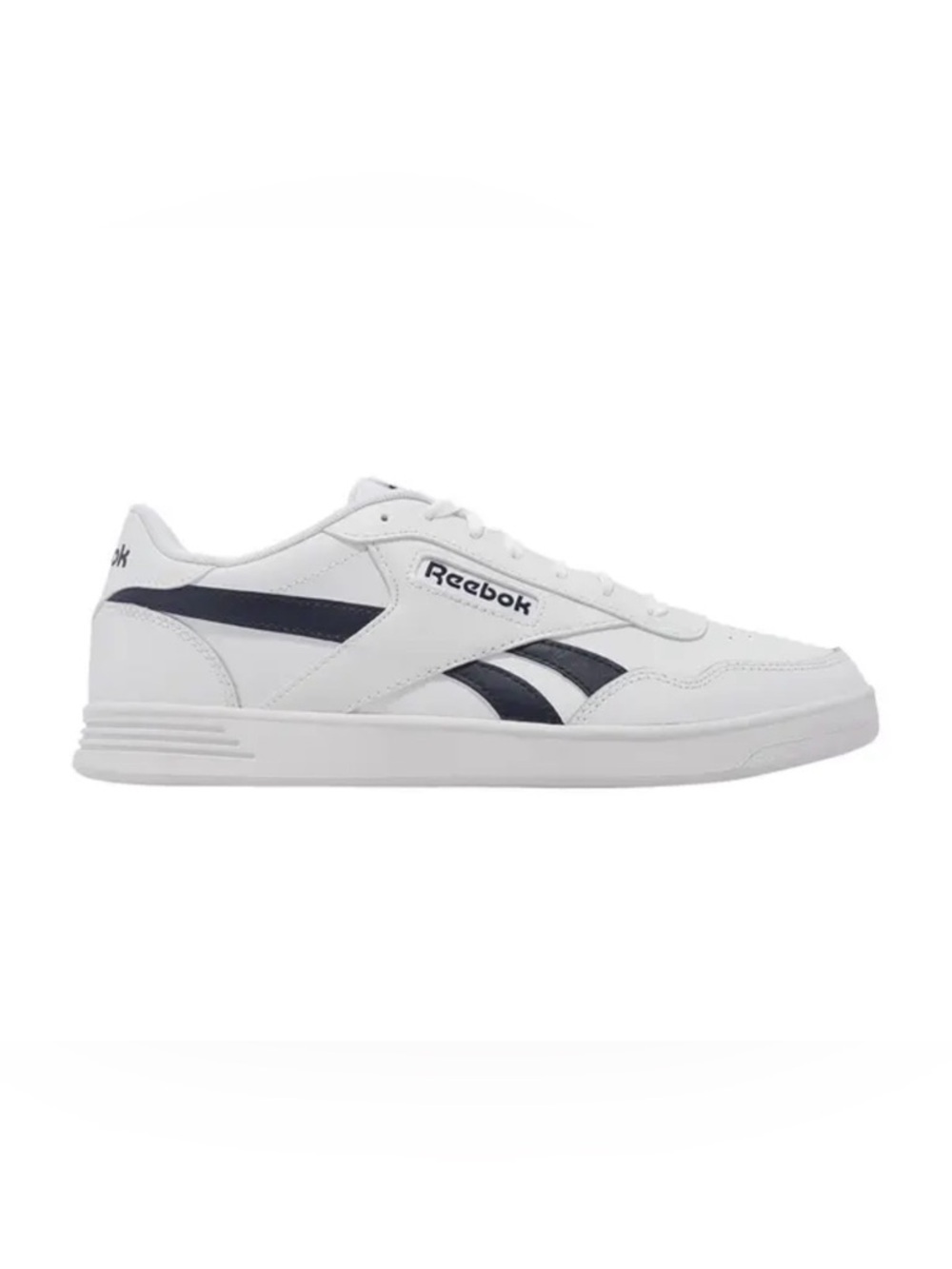 Reebok White Sneakers with Navy Side Stripes